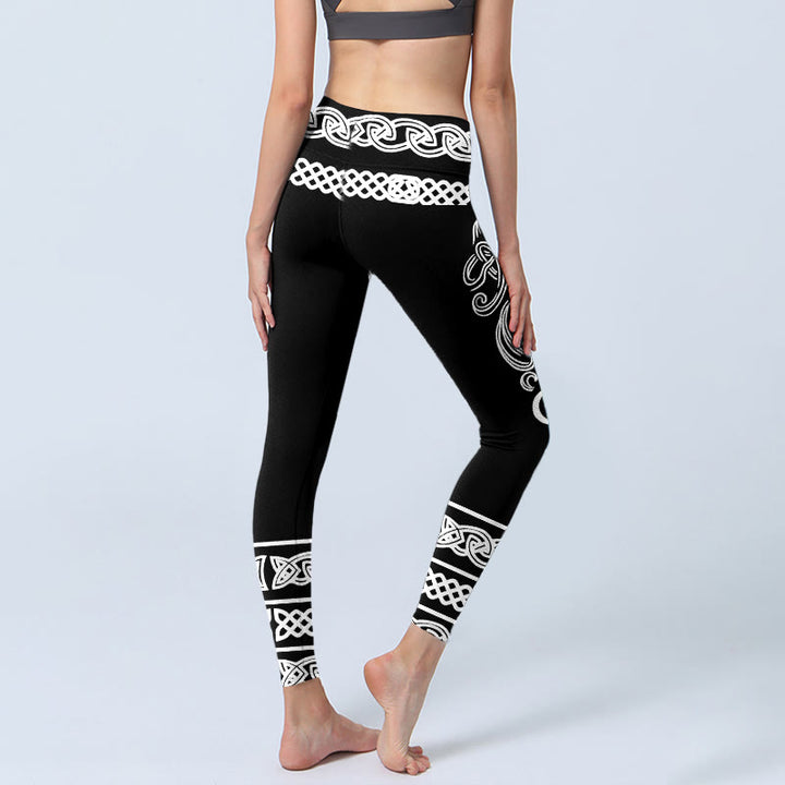 Leggings de yoga para mujer con estampado de nudo celta simétrico y Buddha Stones - image 3