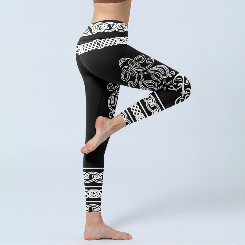 Leggings de yoga para mujer con estampado de nudo celta simétrico y Buddha Stones - image 4