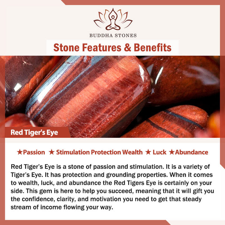 Pulsera de cuero reforzada con Buddha Stones, ojo de tigre natural, ojo de tigre verde y ojo de tigre rojo. - image 9