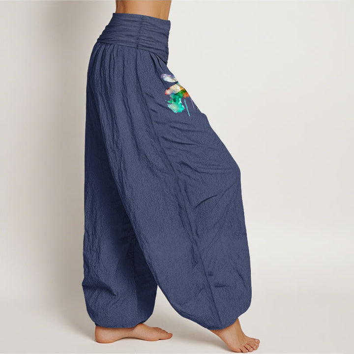 Pantalones Buddha Stones de algodón puro con estampado de libélula de ensueño para mujer con cintura elástica - image 7