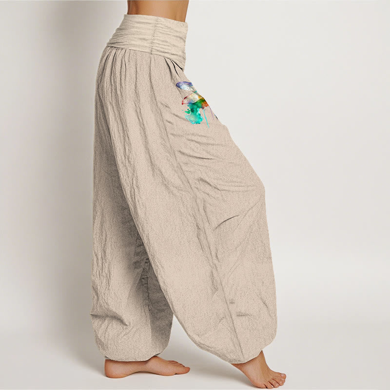 Pantalones Buddha Stones de algodón puro con estampado de libélula de ensueño para mujer con cintura elástica - image 13