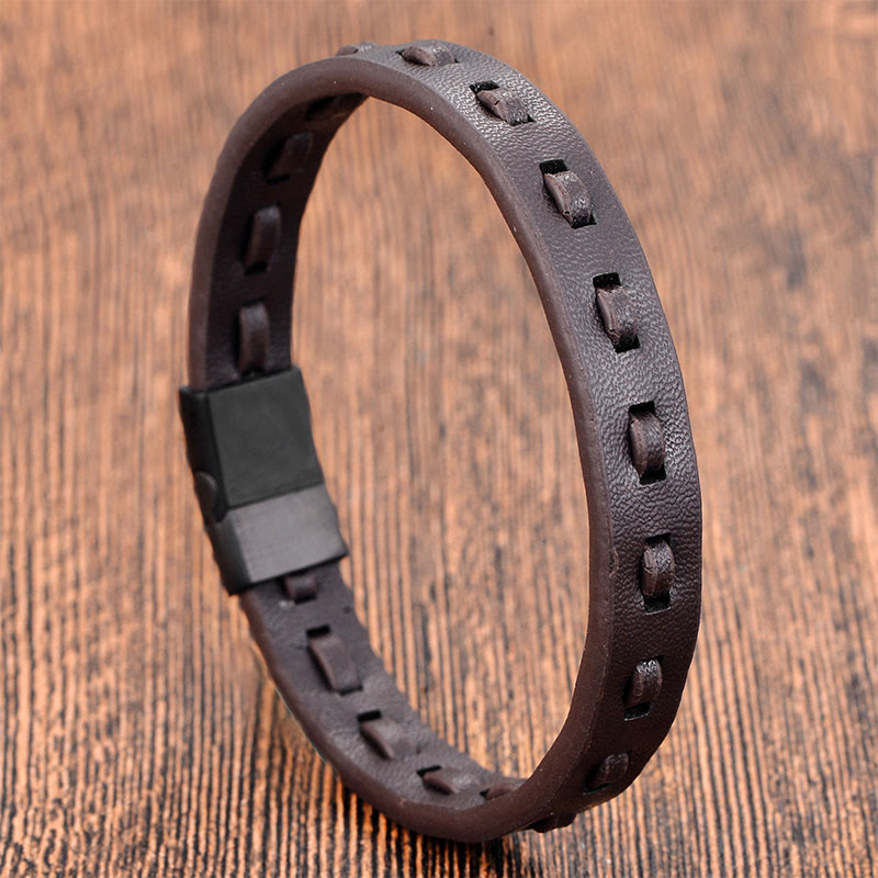 Pulsera de cuero trenzado multicapa con hebilla de acero y titanio y Buddha Stones - image 7