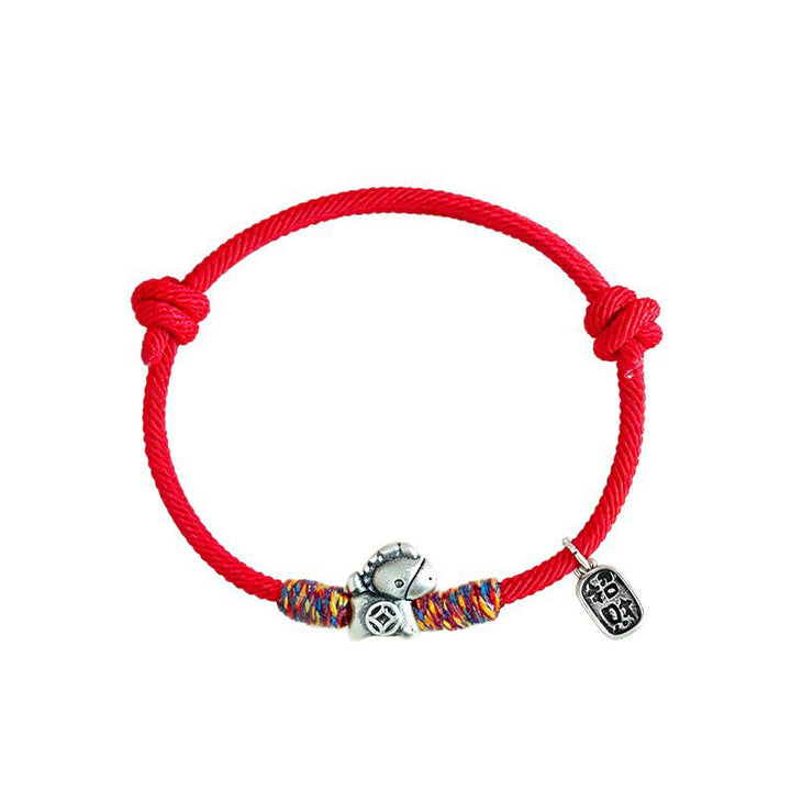 Pulsera de cuerda con Buddha Stones en plata de ley 999 con el símbolo del Año del Caballo Fu para atraer la fortuna - image 13