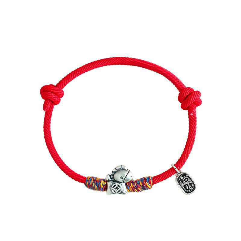 Pulsera de cuerda con Buddha Stones en plata de ley 999 con el símbolo del Año del Caballo Fu para atraer la fortuna - image 13