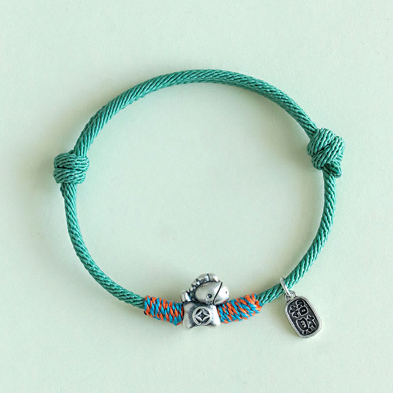 Pulsera de cuerda con Buddha Stones en plata de ley 999 con el símbolo del Año del Caballo Fu para atraer la fortuna - image 19