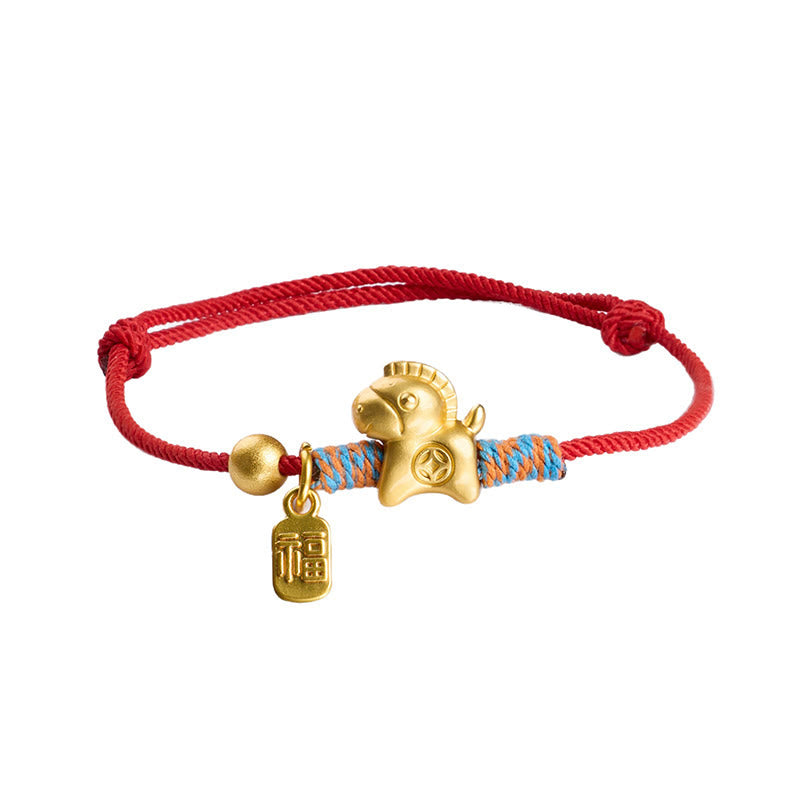 Pulsera tejida a mano con Buddha Stones y símbolo de la suerte del Año del Caballo Fu - image 3
