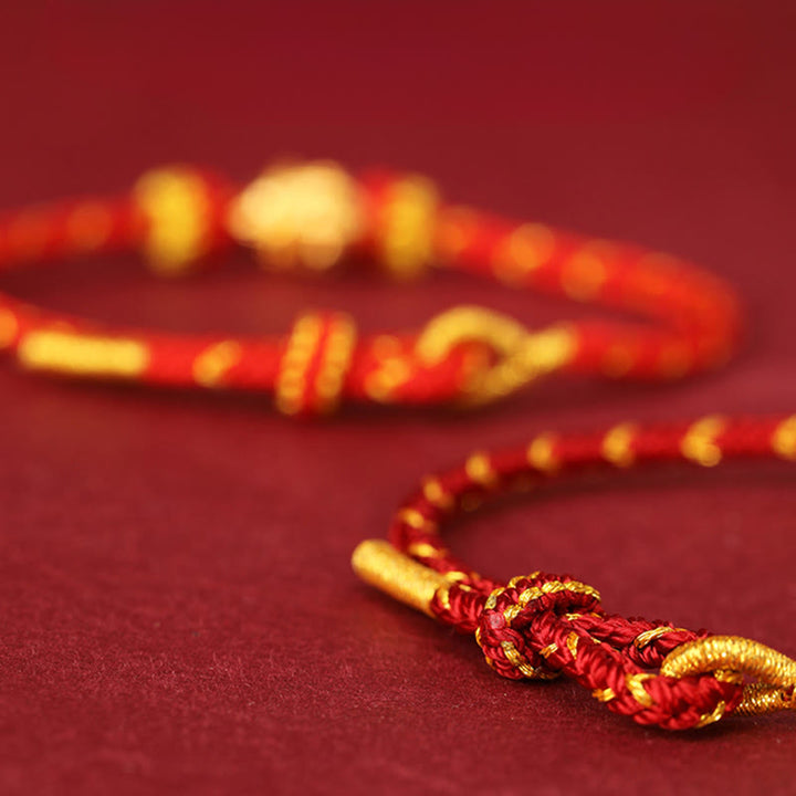 Pulsera ajustable de cuerda trenzada con Buddha Stones, oro 999, Año del Caballo - image 3