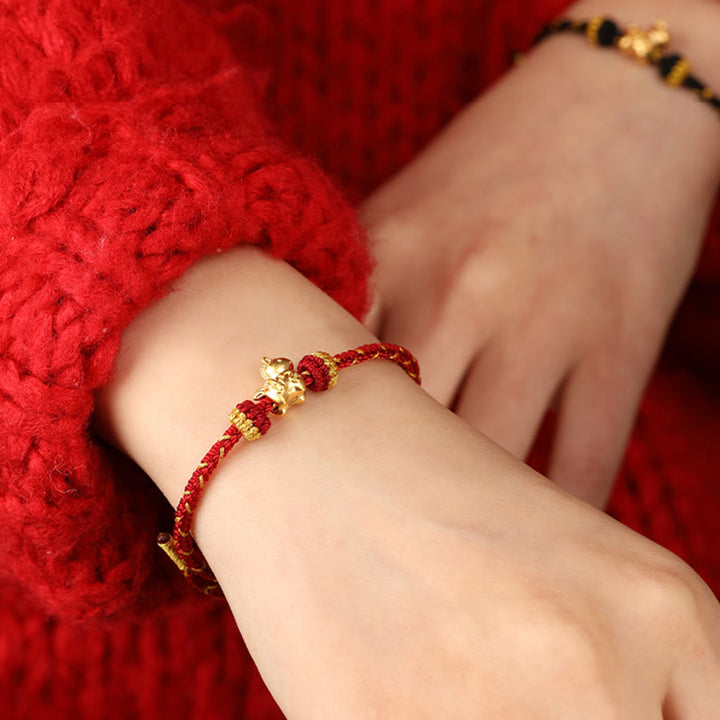 Pulsera ajustable de cuerda trenzada con Buddha Stones, oro 999, Año del Caballo - image 20