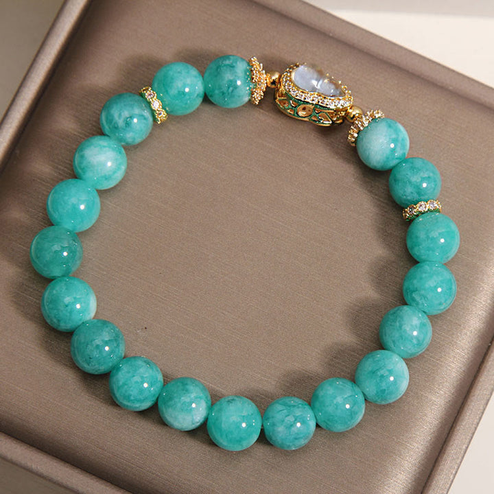 Pulsera de cuentas de amazonita con diseño de calabaza y Buddha Stones que aportan confianza y sanación - image 5