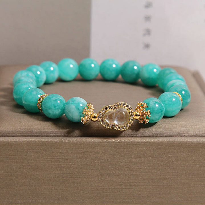Pulsera de cuentas de amazonita con diseño de calabaza y Buddha Stones que aportan confianza y sanación - image 2