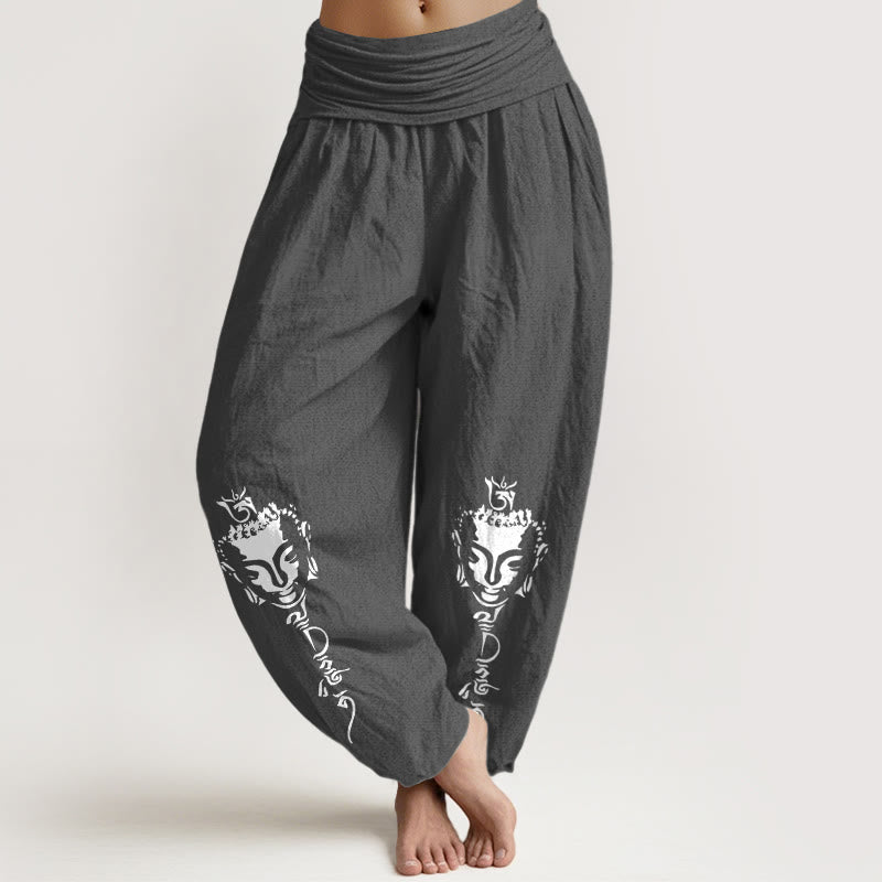 Pantalones Buddha Stones y símbolo Om, cintura elástica, para mujer - Gris oscuro - US16，UK/AU20，EU48 (3XL) - image 8