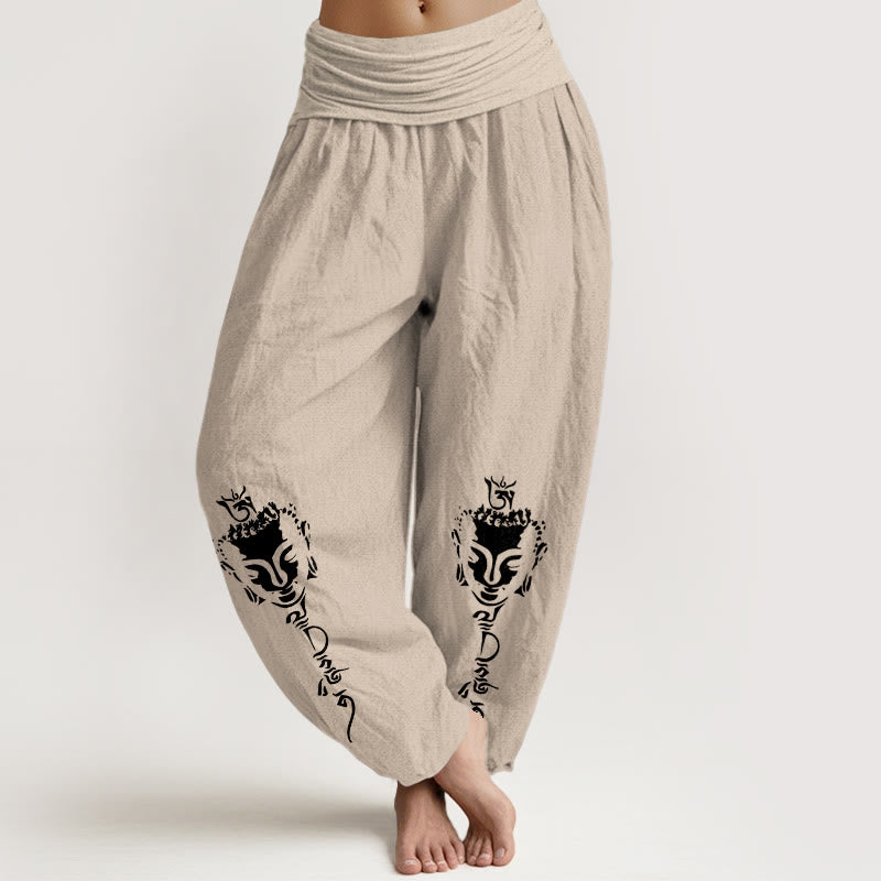 Pantalones Buddha Stones y símbolo Om, cintura elástica, para mujer - Broncearse - US16，UK/AU20，EU48 (3XL) - image 11