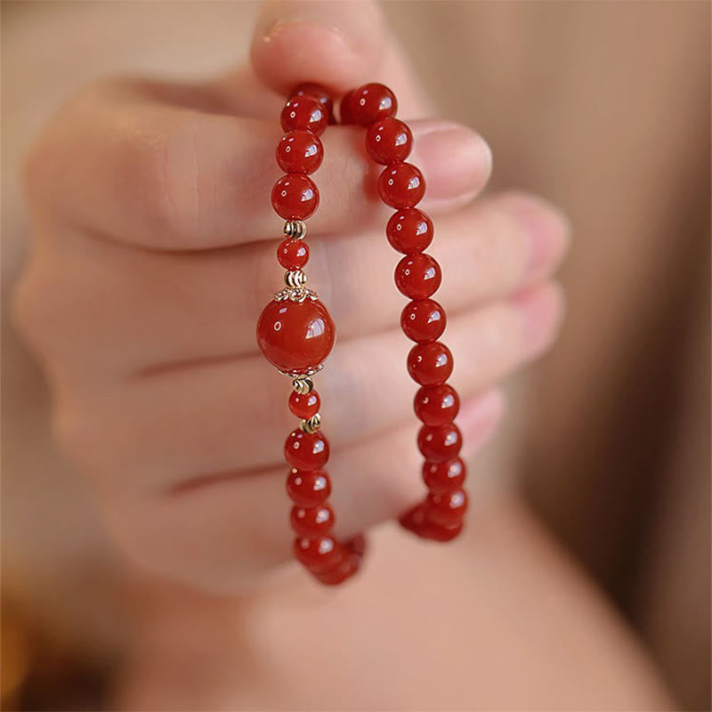 Pulsera de confianza y autoaceptación con cuentas de ágata roja de doble vuelta de Buddha Stones - image 5