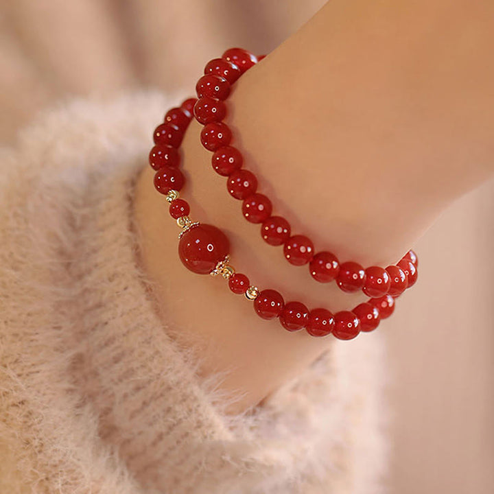Pulsera de confianza y autoaceptación con cuentas de ágata roja de doble vuelta de Buddha Stones - image 2
