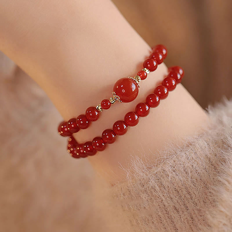 Pulsera de confianza y autoaceptación con cuentas de ágata roja de doble vuelta de Buddha Stones - image 3