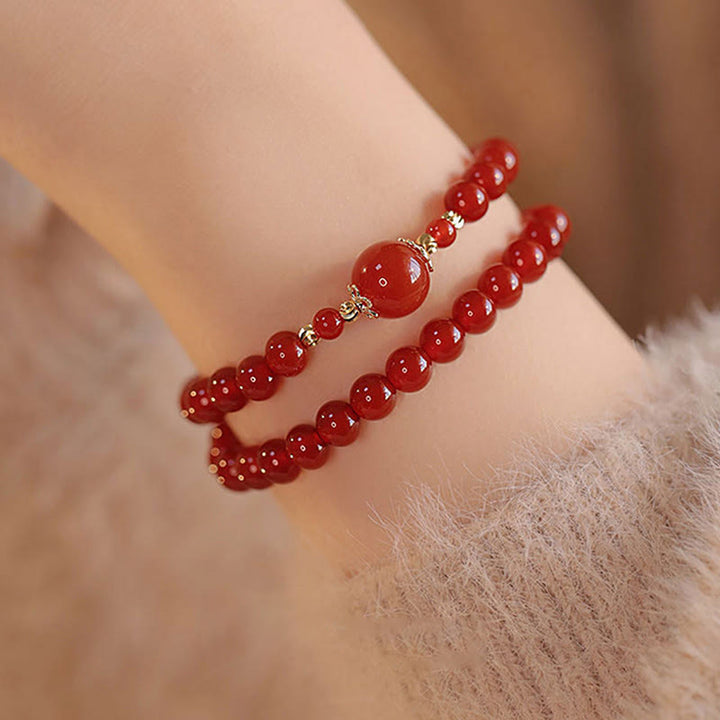 Pulsera de confianza y autoaceptación con cuentas de ágata roja de doble vuelta de Buddha Stones - image 3