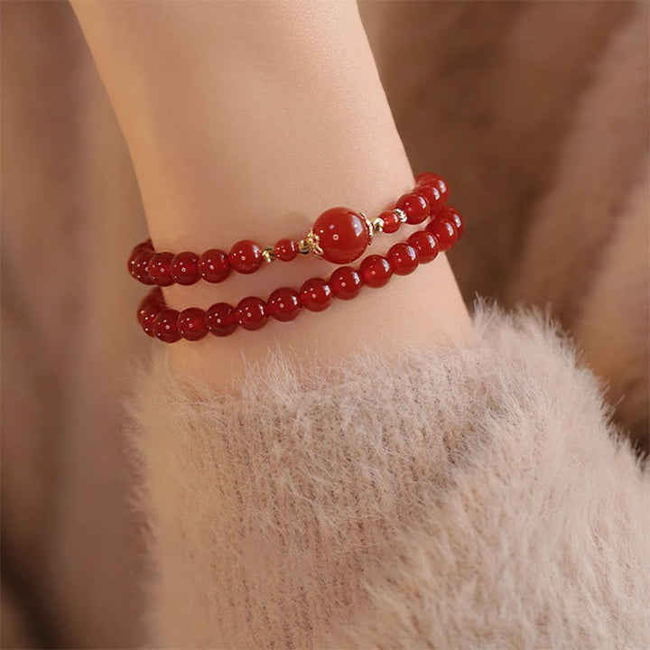Pulsera de confianza y autoaceptación con cuentas de ágata roja de doble vuelta de Buddha Stones - image 4