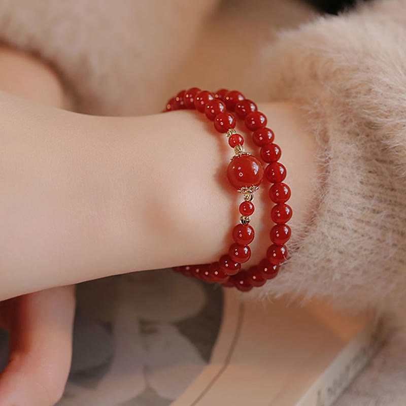 Pulsera de confianza y autoaceptación con cuentas de ágata roja de doble vuelta de Buddha Stones - image 8