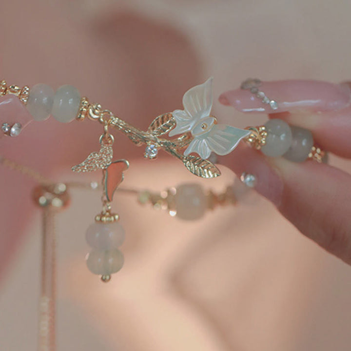Pulsera de la prosperidad con cadena ajustable de jade hetiano y dije de mariposa de Buddha Stones - image 10