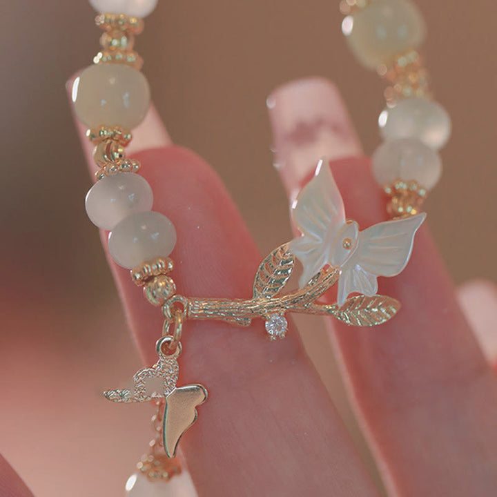 Pulsera de la prosperidad con cadena ajustable de jade hetiano y dije de mariposa de Buddha Stones - image 9