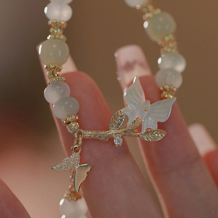 Pulsera de la prosperidad con cadena ajustable de jade hetiano y dije de mariposa de Buddha Stones - image 11