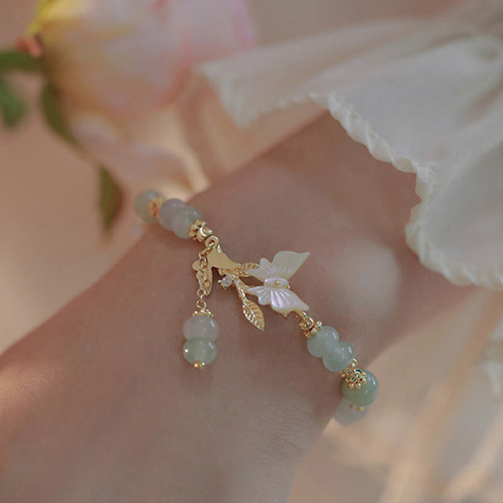 Pulsera de la prosperidad con cadena ajustable de jade hetiano y dije de mariposa de Buddha Stones - image 3