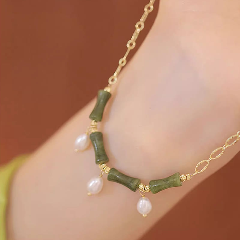 Collar con colgante de Buddha Stones, jade Tianshan, bambú y perla, para la abundancia y la riqueza. - image 3