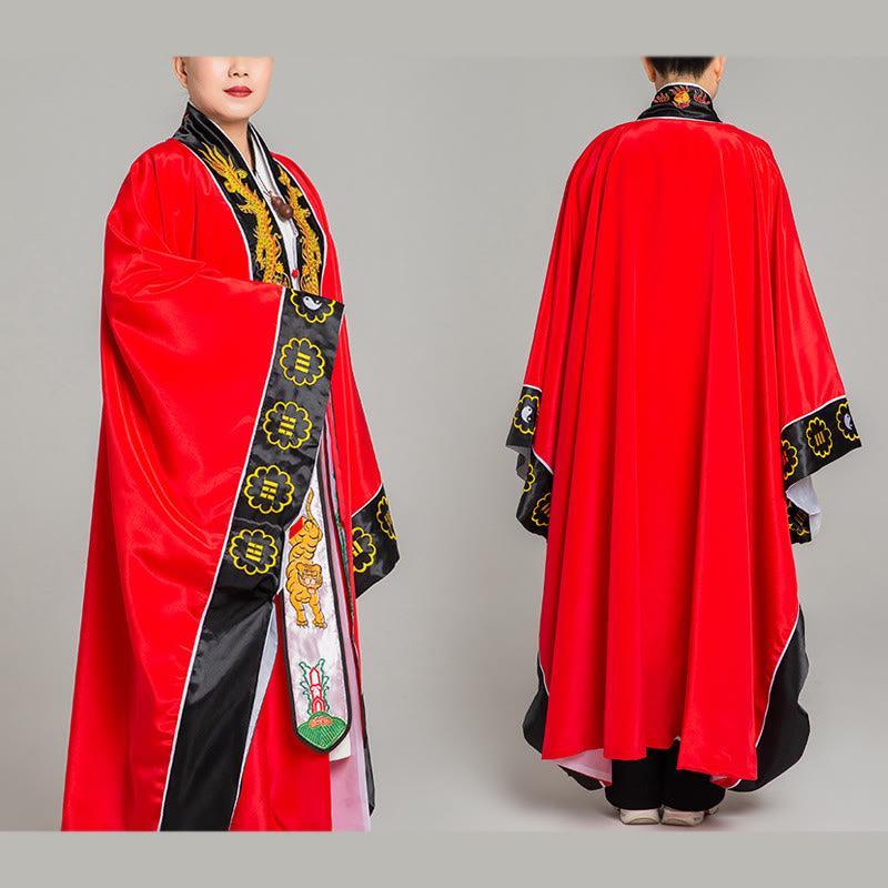 Kimono taoísta unisex de manga larga y ancha con bordado de dragón y tigre de Wudang y Buddha Stones para ceremonia de Qigong - image 4