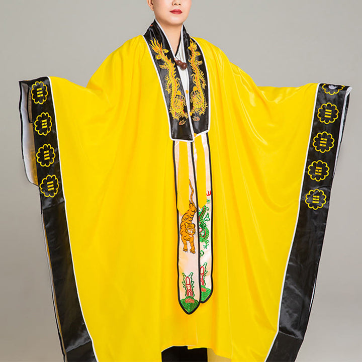 Kimono taoísta unisex de manga larga y ancha con bordado de dragón y tigre de Wudang y Buddha Stones para ceremonia de Qigong - Amarillo - 2XL- APTO PARA US./ UK/AU/ EU- XL - image 6