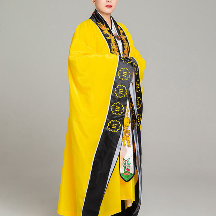 Kimono taoísta unisex de manga larga y ancha con bordado de dragón y tigre de Wudang y Buddha Stones para ceremonia de Qigong - image 7