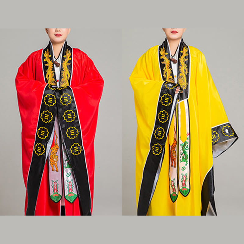 Kimono taoísta unisex de manga larga y ancha con bordado de dragón y tigre de Wudang y Buddha Stones para ceremonia de Qigong - image 15