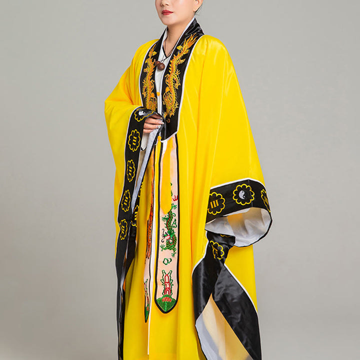 Kimono taoísta unisex de manga larga y ancha con bordado de dragón y tigre de Wudang y Buddha Stones para ceremonia de Qigong - image 8