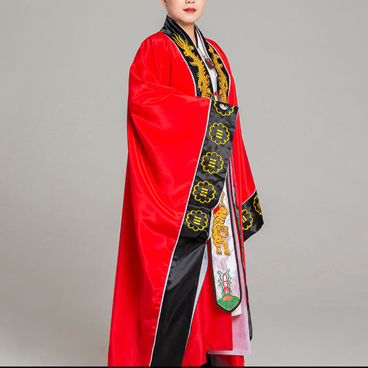 Kimono taoísta unisex de manga larga y ancha con bordado de dragón y tigre de Wudang y Buddha Stones para ceremonia de Qigong - image 2