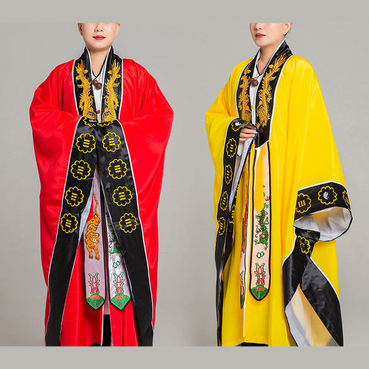 Kimono taoísta unisex de manga larga y ancha con bordado de dragón y tigre de Wudang y Buddha Stones para ceremonia de Qigong - image 16