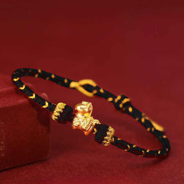 Pulsera ajustable de cuerda trenzada con Buddha Stones, oro 999, Año del Caballo - image 16