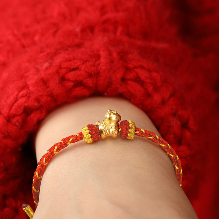 Pulsera ajustable de cuerda trenzada con Buddha Stones, oro 999, Año del Caballo - image 13
