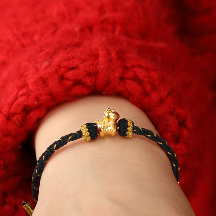 Pulsera ajustable de cuerda trenzada con Buddha Stones, oro 999, Año del Caballo - image 17