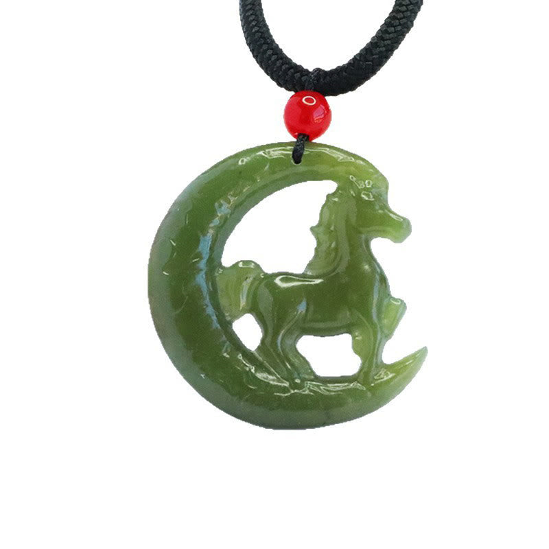 Colgante de jade tallado con Buddha Stones del año del caballo del zodiaco chino para la suerte y la prosperidad. - image 6