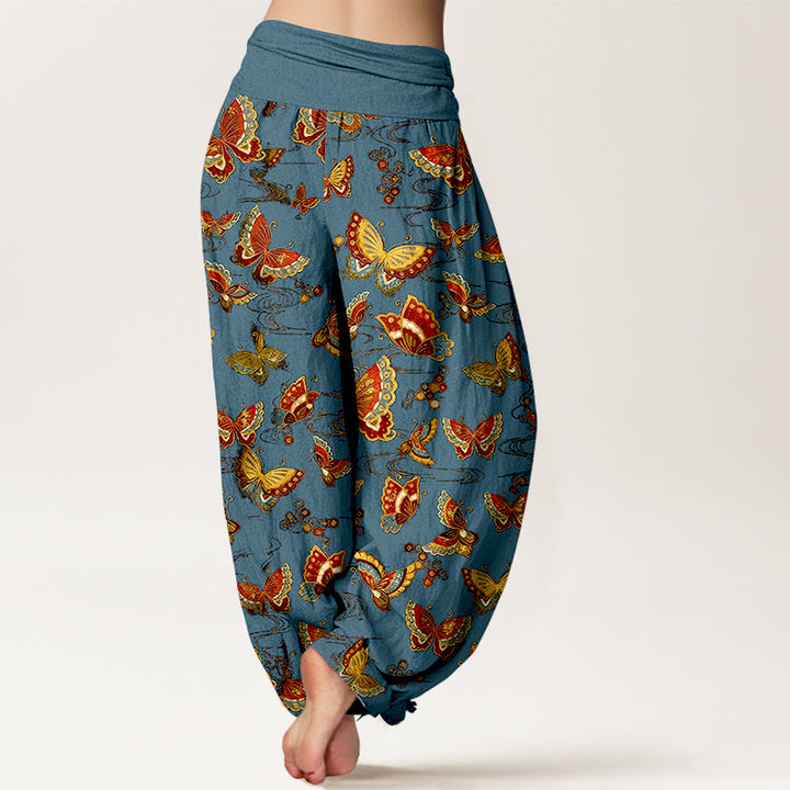 Pantalones harén de algodón con estampado de mariposas de colores y Buddha Stones para mujer con cintura elástica - image 6