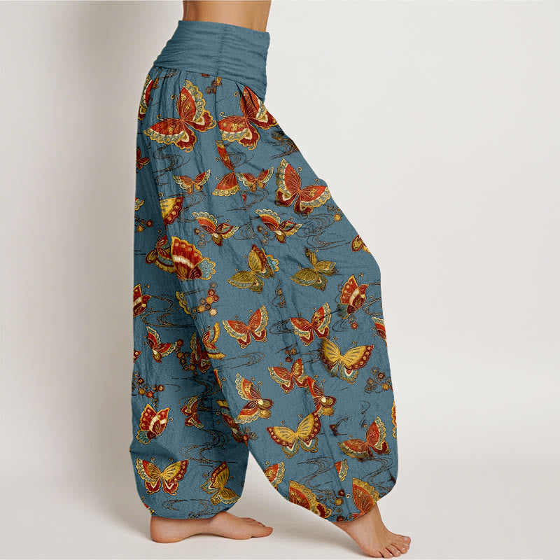 Pantalones harén de algodón con estampado de mariposas de colores y Buddha Stones para mujer con cintura elástica - image 7