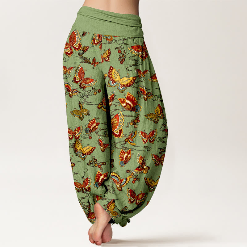 Pantalones harén de algodón con estampado de mariposas de colores y Buddha Stones para mujer con cintura elástica - image 9