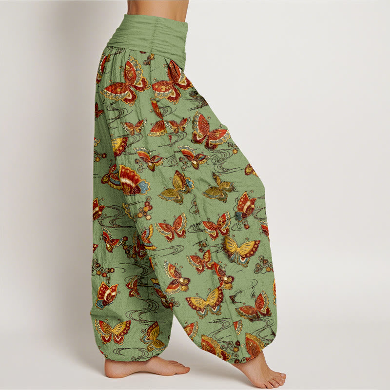 Pantalones harén de algodón con estampado de mariposas de colores y Buddha Stones para mujer con cintura elástica - image 10