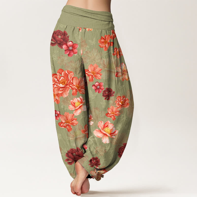 Pantalones Buddha Stones de algodón con estampado floral de colores intensos y cintura elástica para mujer - image 6
