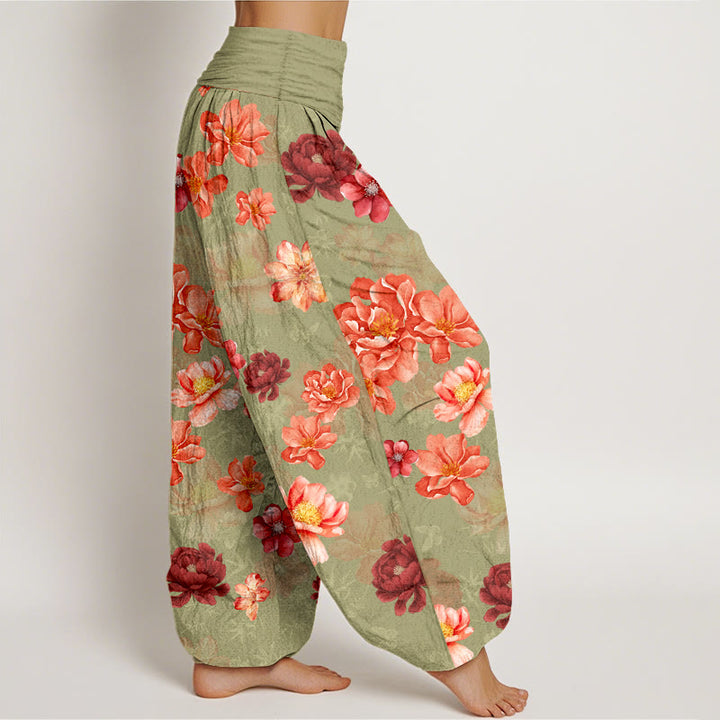 Pantalones Buddha Stones de algodón con estampado floral de colores intensos y cintura elástica para mujer - image 7
