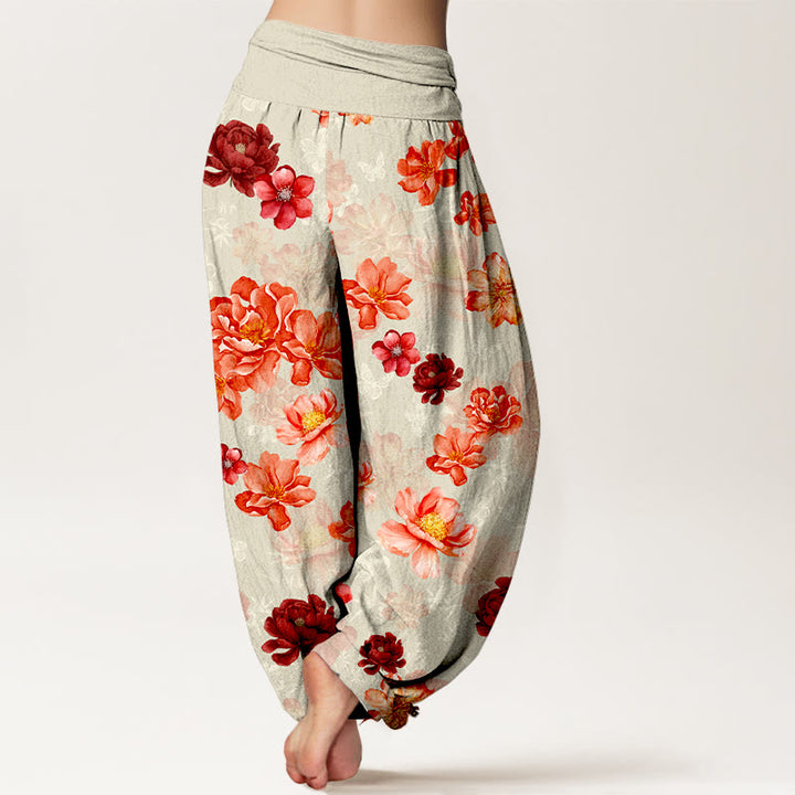 Pantalones Buddha Stones de algodón con estampado floral de colores intensos y cintura elástica para mujer - image 9