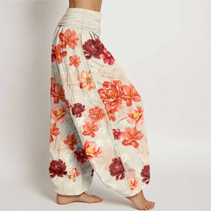 Pantalones Buddha Stones de algodón con estampado floral de colores intensos y cintura elástica para mujer - image 10