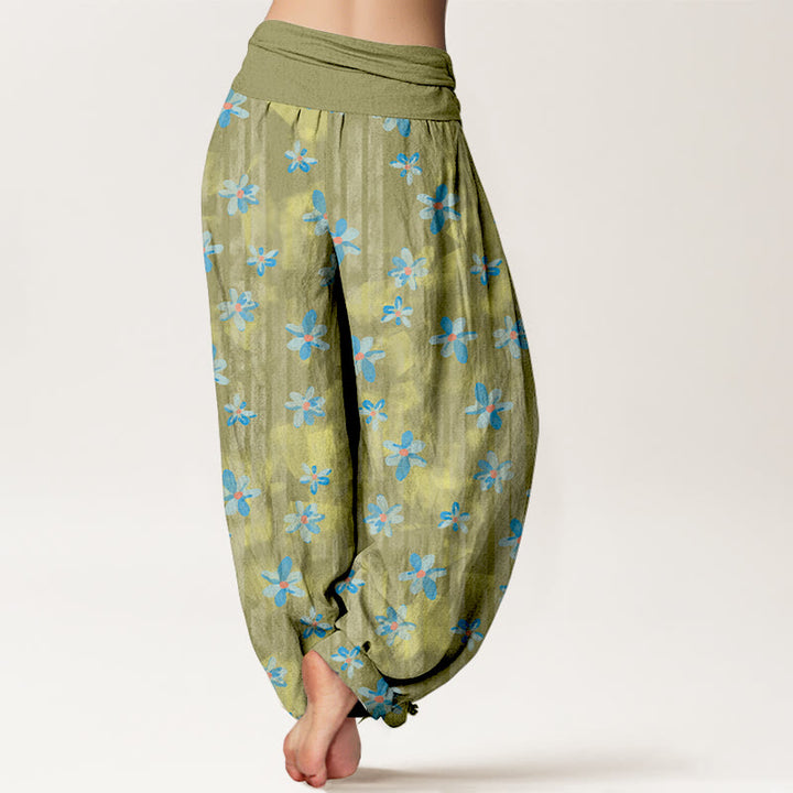 Pantalones harén de algodón con estampado floral de Buddha Stones para mujer, cintura elástica - image 6