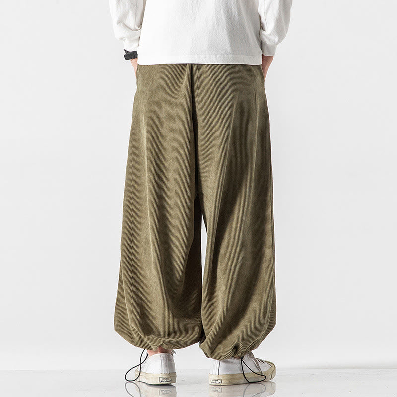 Pantalones de pana con bordado de caracteres chinos y cordones para hombre, otoño e invierno, con Buddha Stones y bolsillos - image 10