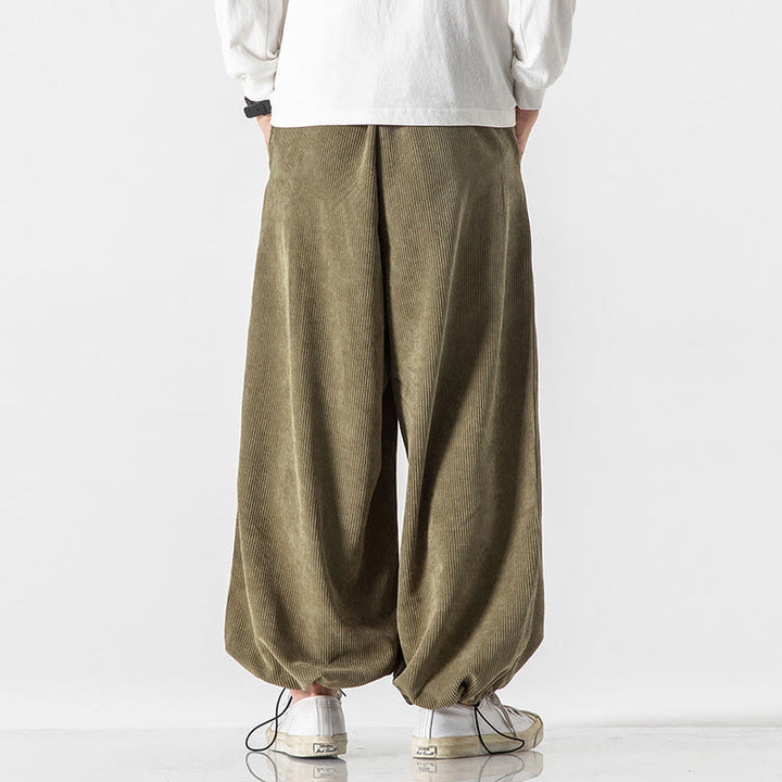 Pantalones de pana con bordado de caracteres chinos y cordones para hombre, otoño e invierno, con Buddha Stones y bolsillos - image 10