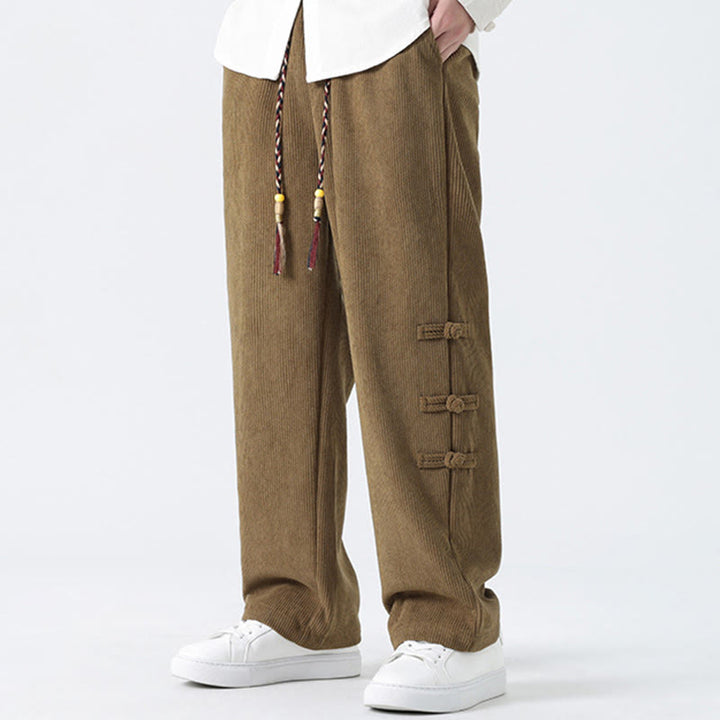 Pantalones rectos de pana con cordón y bolsillos para hombre, con Buddha Stones - image 6